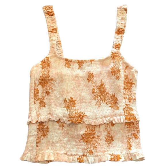 Free People Hannah Smocked Floral Tank Top Yellow & Gold NWT Women’s Size Medium - Picture 5 of 10